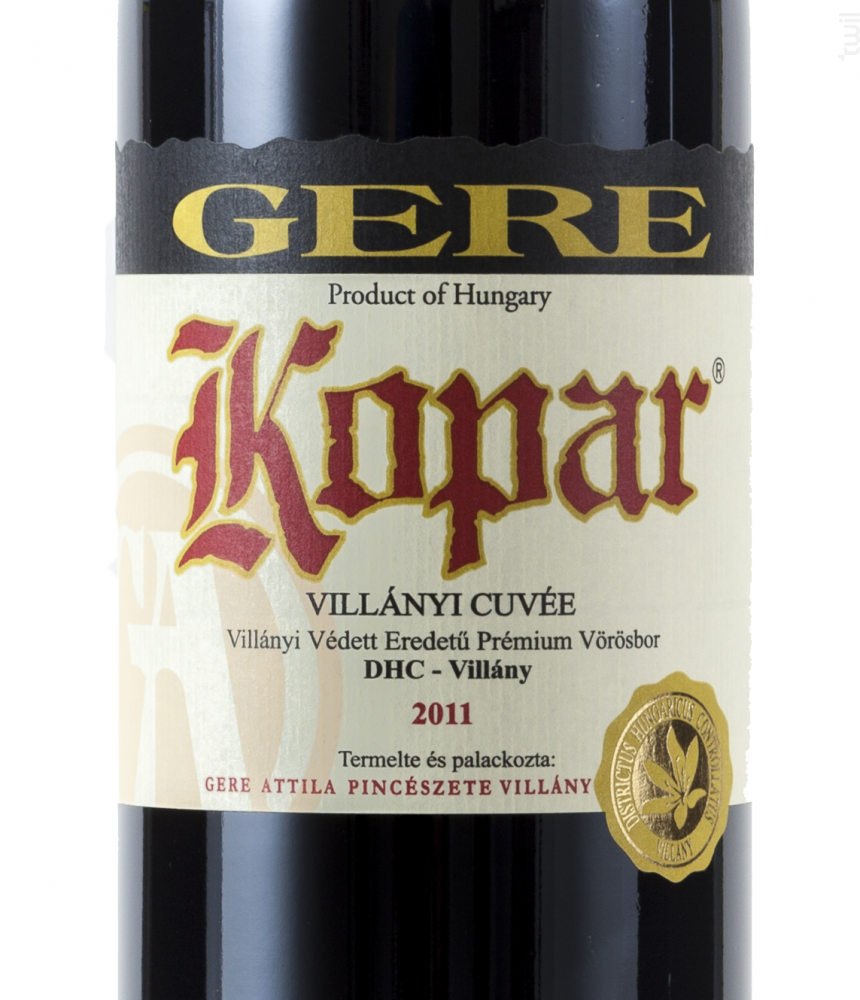 Kopar Gere Attila Vin Rouge●AOC de Villány-Siklós 2015 75cl