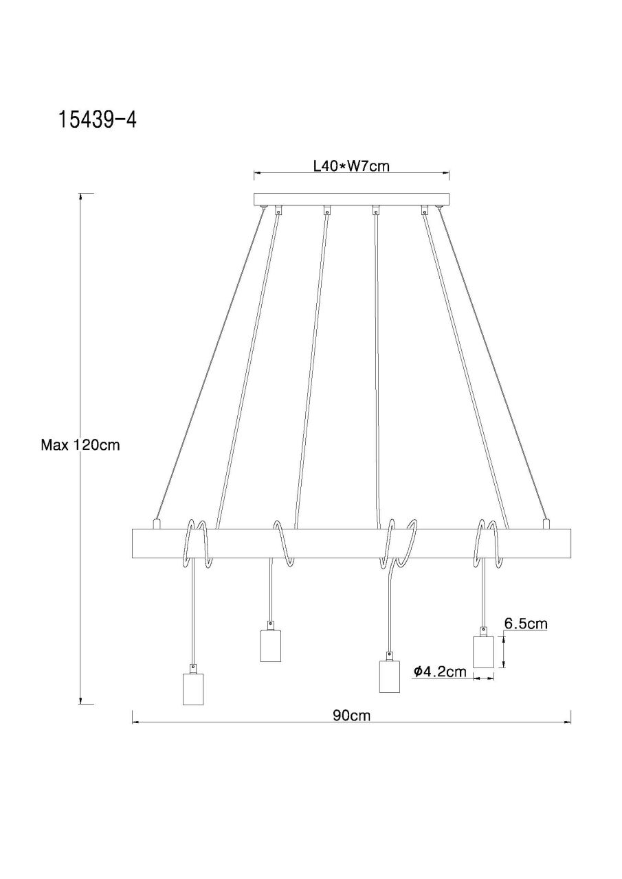 Globo Lighting - AUSTON - Hängeleuchte Metall schwarz matt, 4x E27