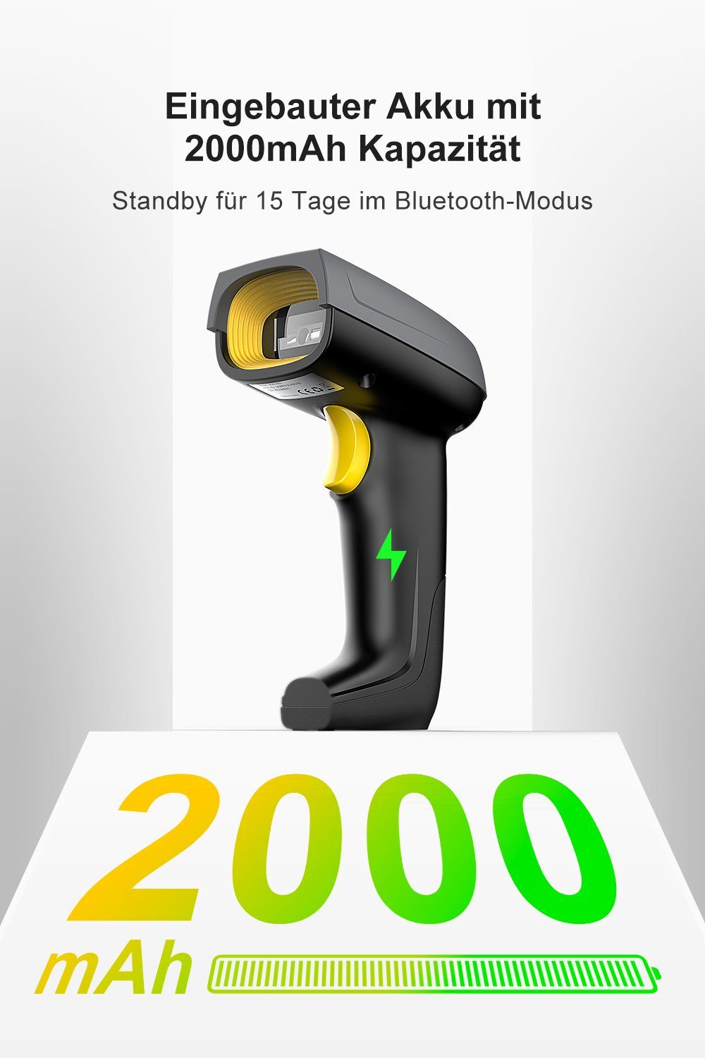 Inateck 1D/2D QR Barcode Scanner Bluetooth mit Ladestation Handscanner