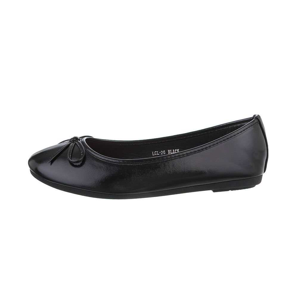Ital-Design Damen Schlupfschuhe Freizeit Ballerina Blockabsatz Klassische Ballerinas in Schwarz