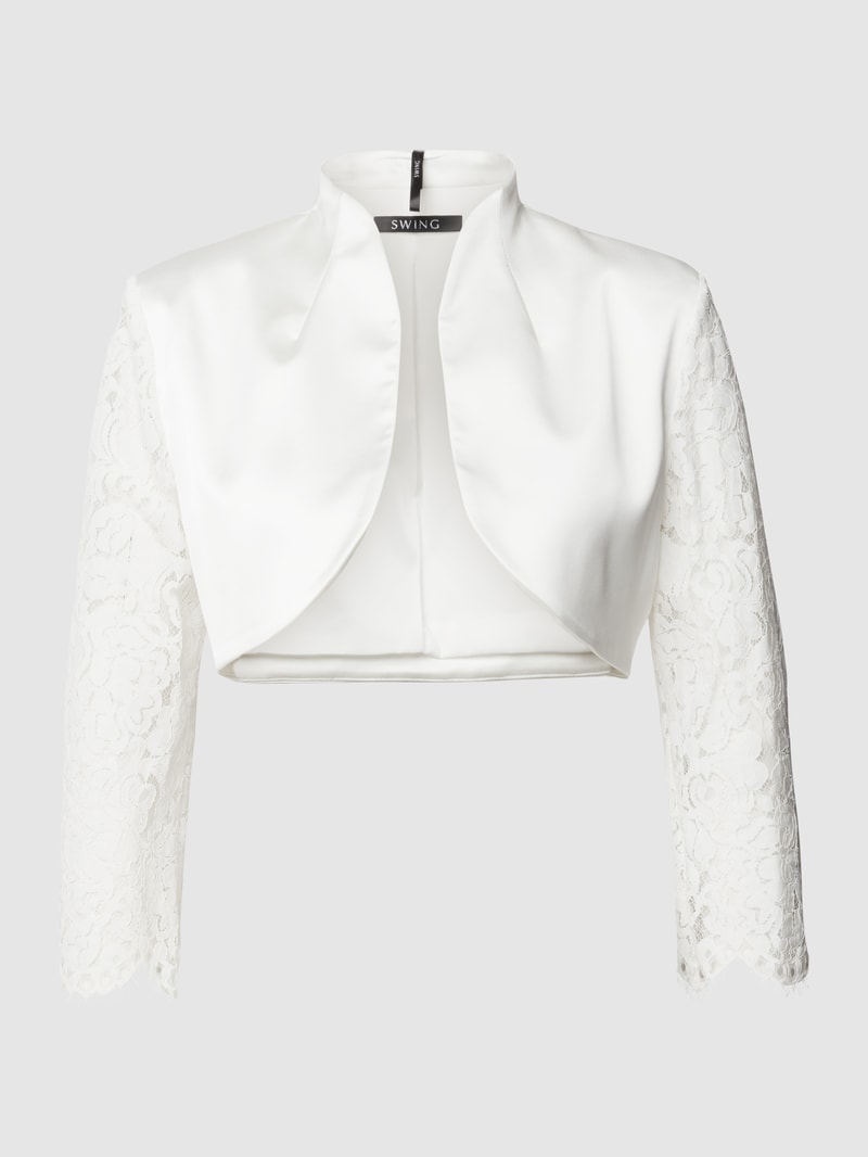 Cocktailjacke mit floralen Stickereien in offwhite