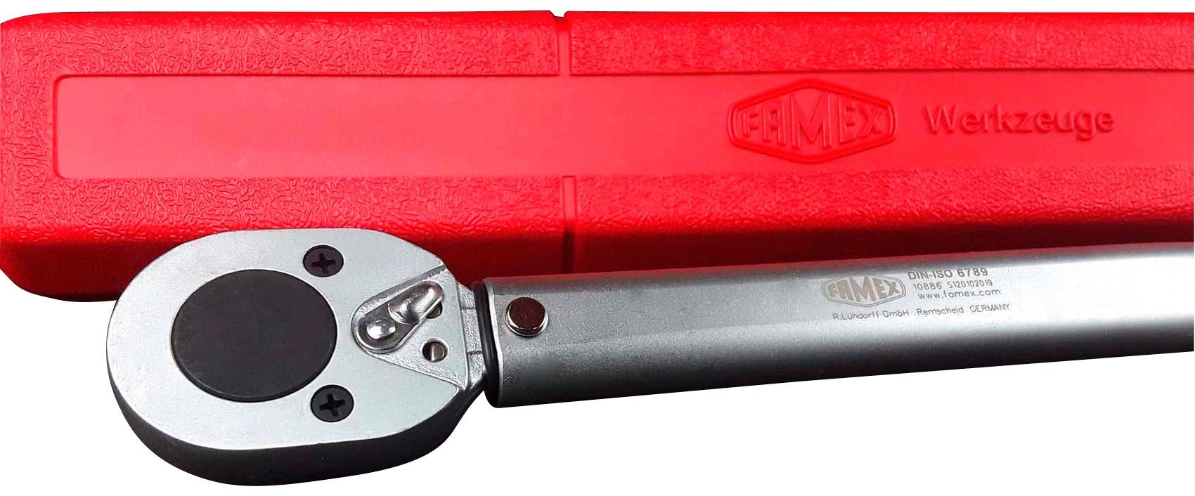 FAMEX Drehmomentschlüssel 10886-3N (mit Spezial-Einsätzen für Radschrauben), 30-210 Nm, mit Kalibrierschein