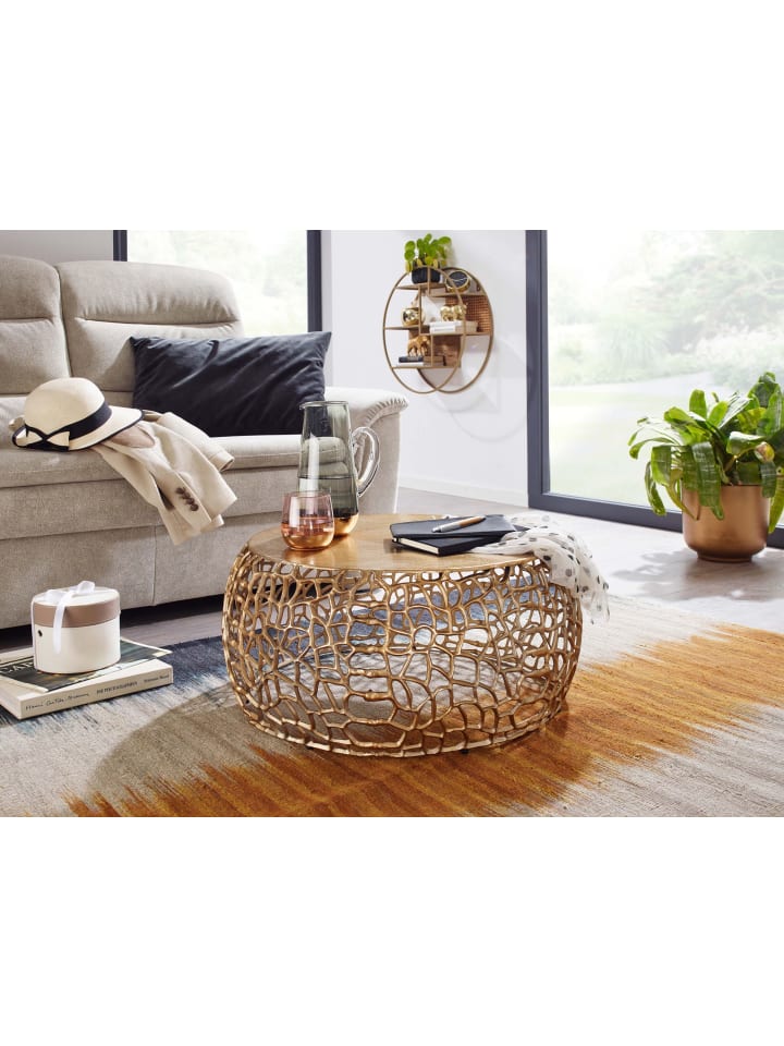 KADIMA DESIGN Couchtisch Ast-Design | Metall Gold, 66x66cm, Rund in Gold günstig kaufen onesize