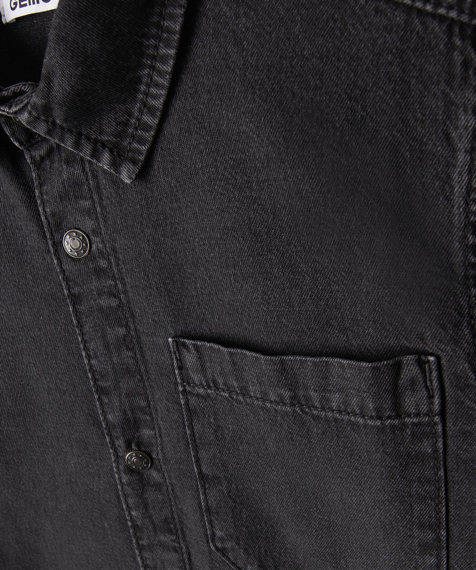 Chemise Garçon en toile de coton aspect denim noir | GEMO
