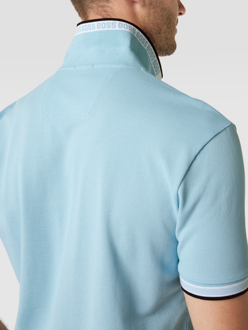 Regular Fit Poloshirt mit Label-Stitching Modell 'Paddy' in hellblau