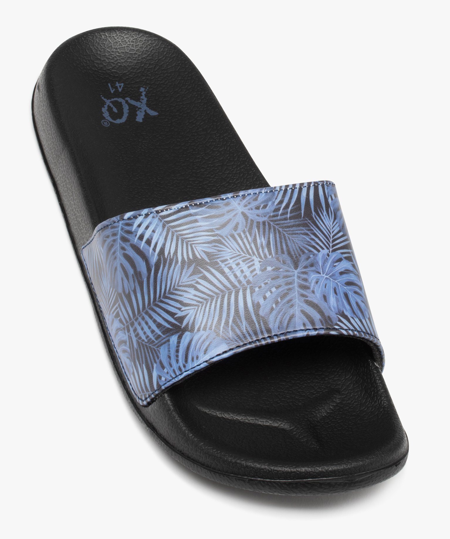 Mules de piscine homme imprimées feuilles bleu | GEMO