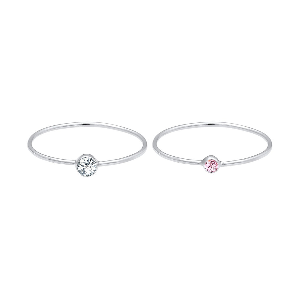 Elli Elli Bague Ensemble pour Femmes Élégant Basique avec Cristaux en Argent Sterling  Bague