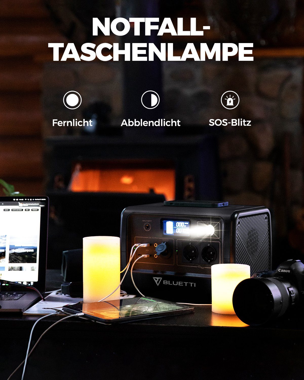 BLUETTI Stromerzeuger EB70 Solar Generator mit 200W Solar Panel, (mit 2 1000W AC Ausgängen Tragbare Powerstation kit für Autoreisen, Netzunabhängig, Stromausfälle, 1-tlg), 716Wh LiFePO4 Batterie-Backup