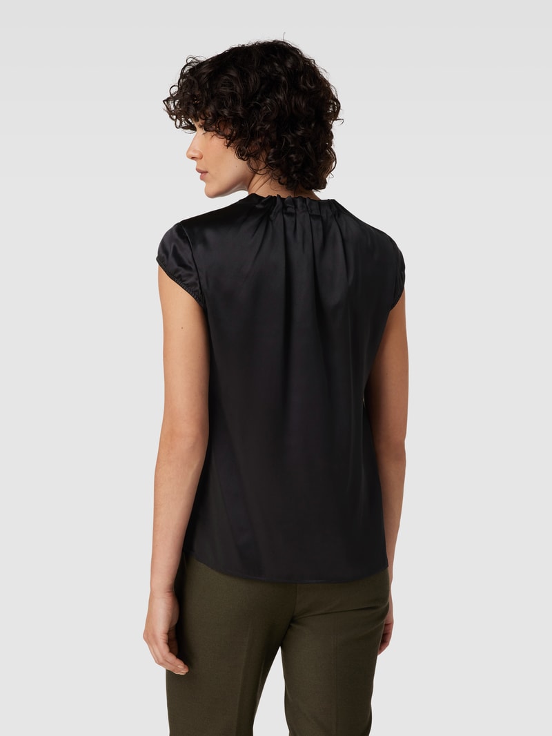 Blusenshirt aus Seide mit Rundhalsausschnitt in schwarz