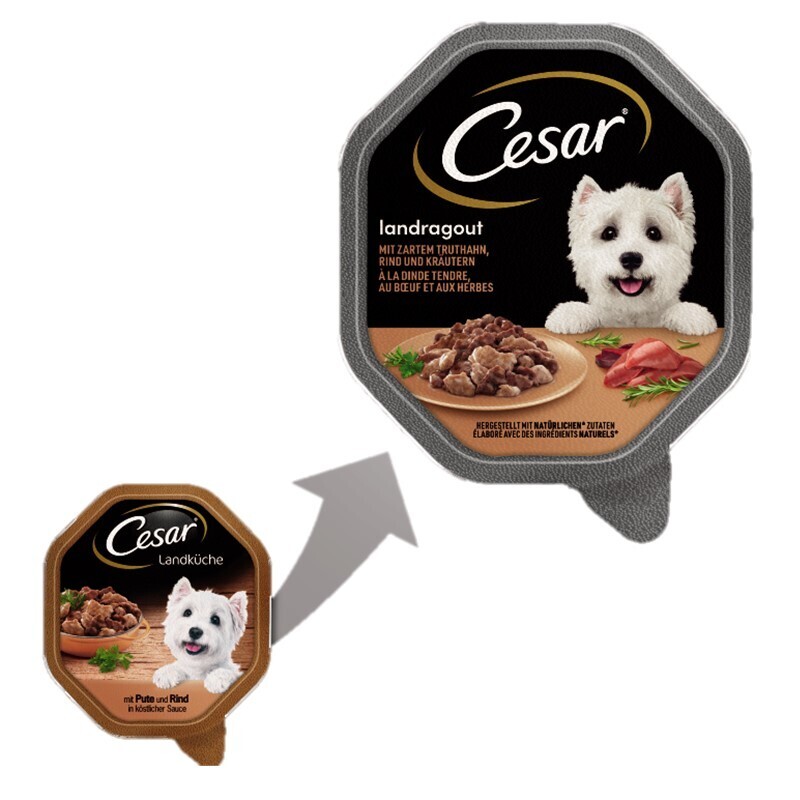 Cesar Hundenassfutter Cesar Landragout 14x150g Truthahn, Rind und Kräutern