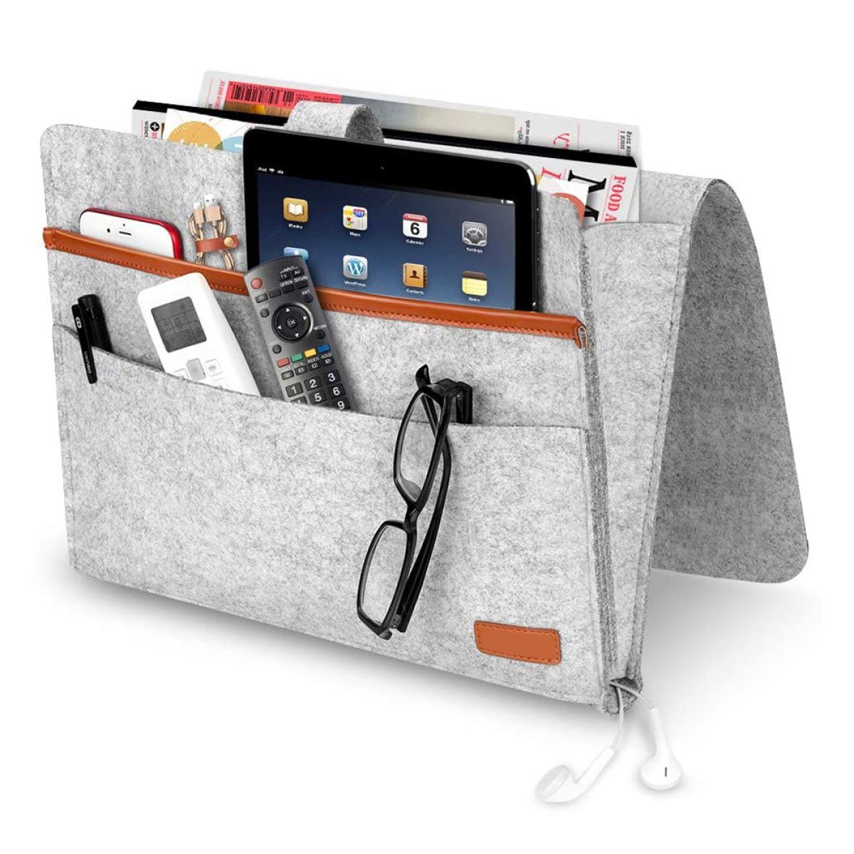 Rwoythk Betttasche Weiche Tasche für Nachttischkissen, Betttasche für Zeitschriften
