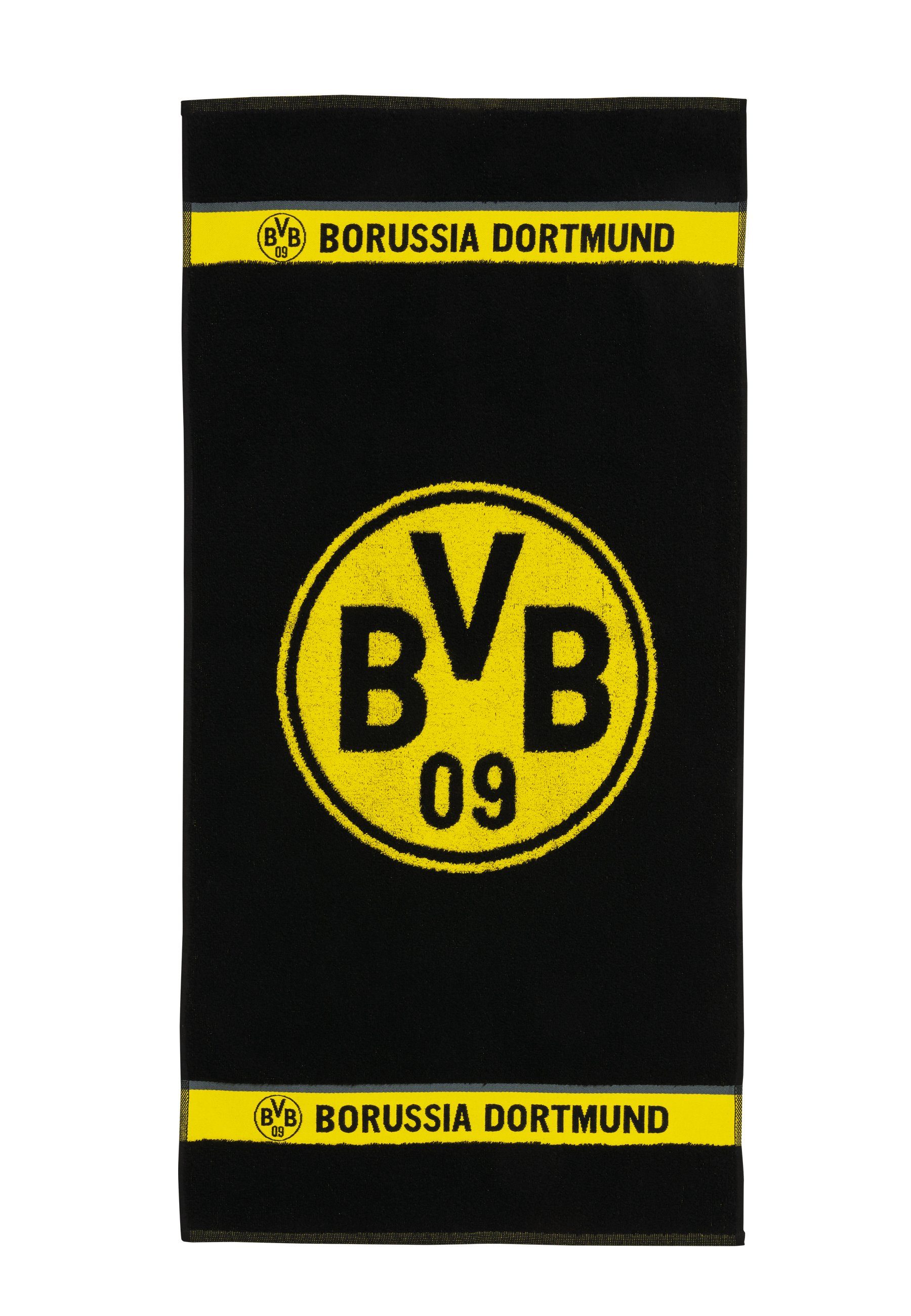 BVB Badetuch BVB-Badetuch Emblem 100x150 cm, Baumwolle (1-St), mit Schlaufe