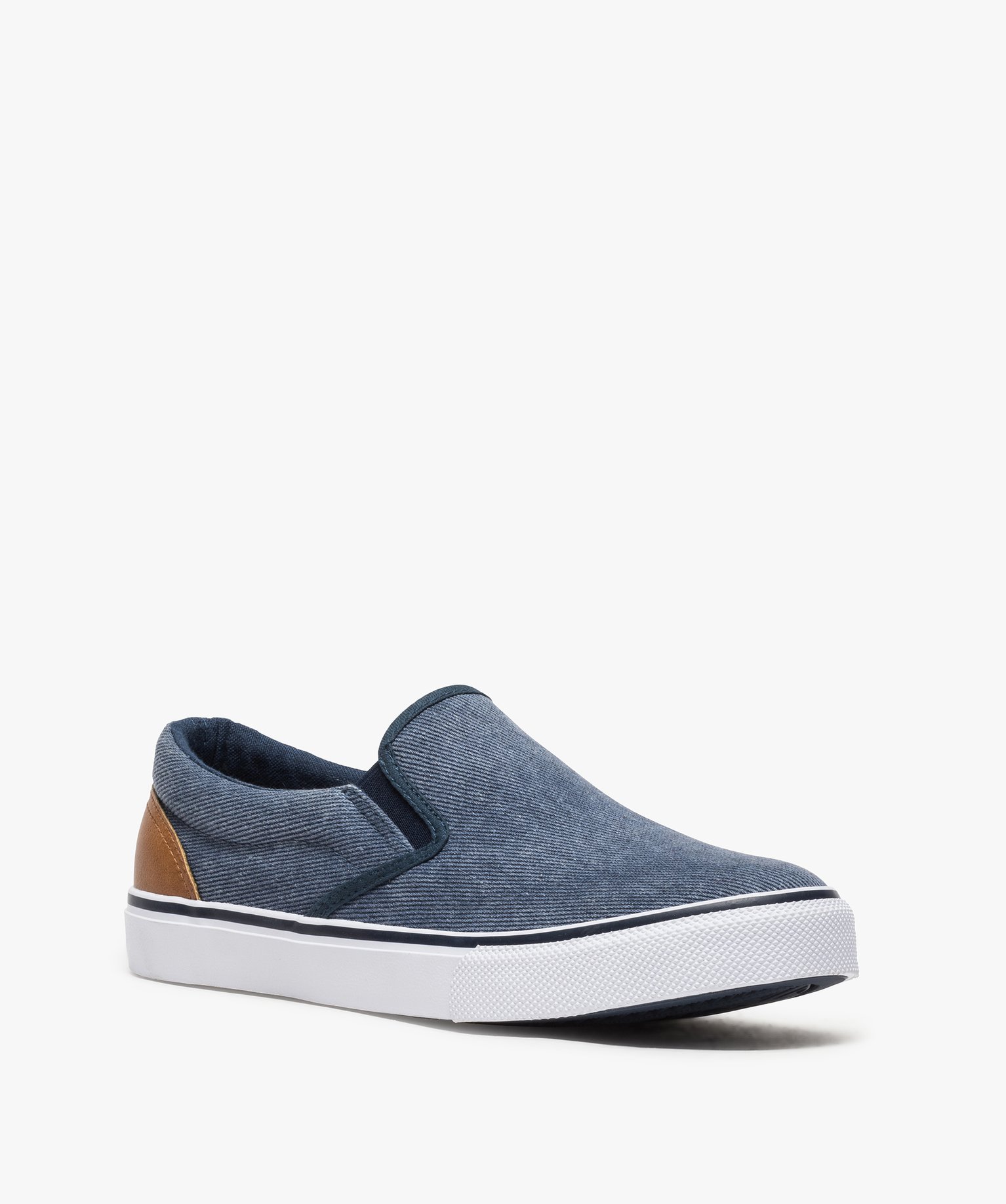 Tennis homme en toile faon slip-on bicolores denim | GEMO