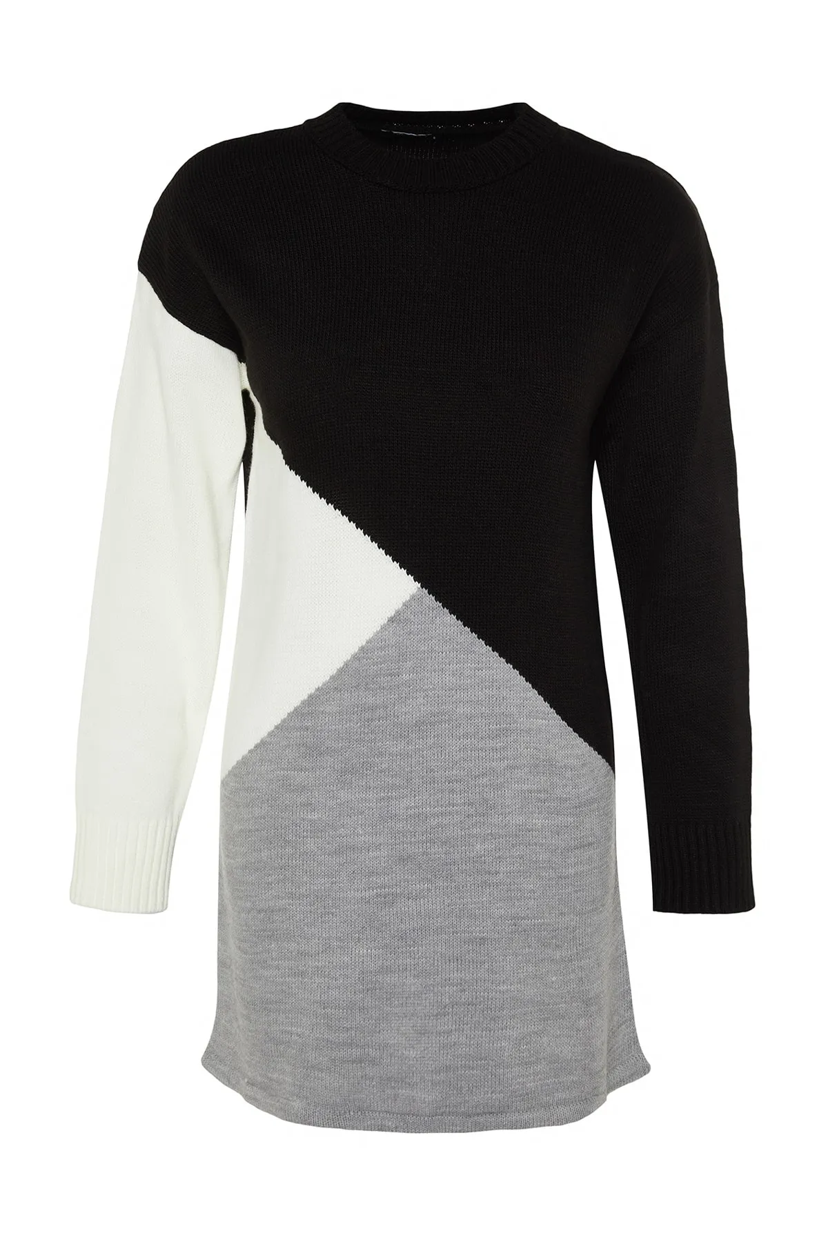 Trendyol Modest  Schwarzer Farbblock-Strickpullover TCTAW24AK00008