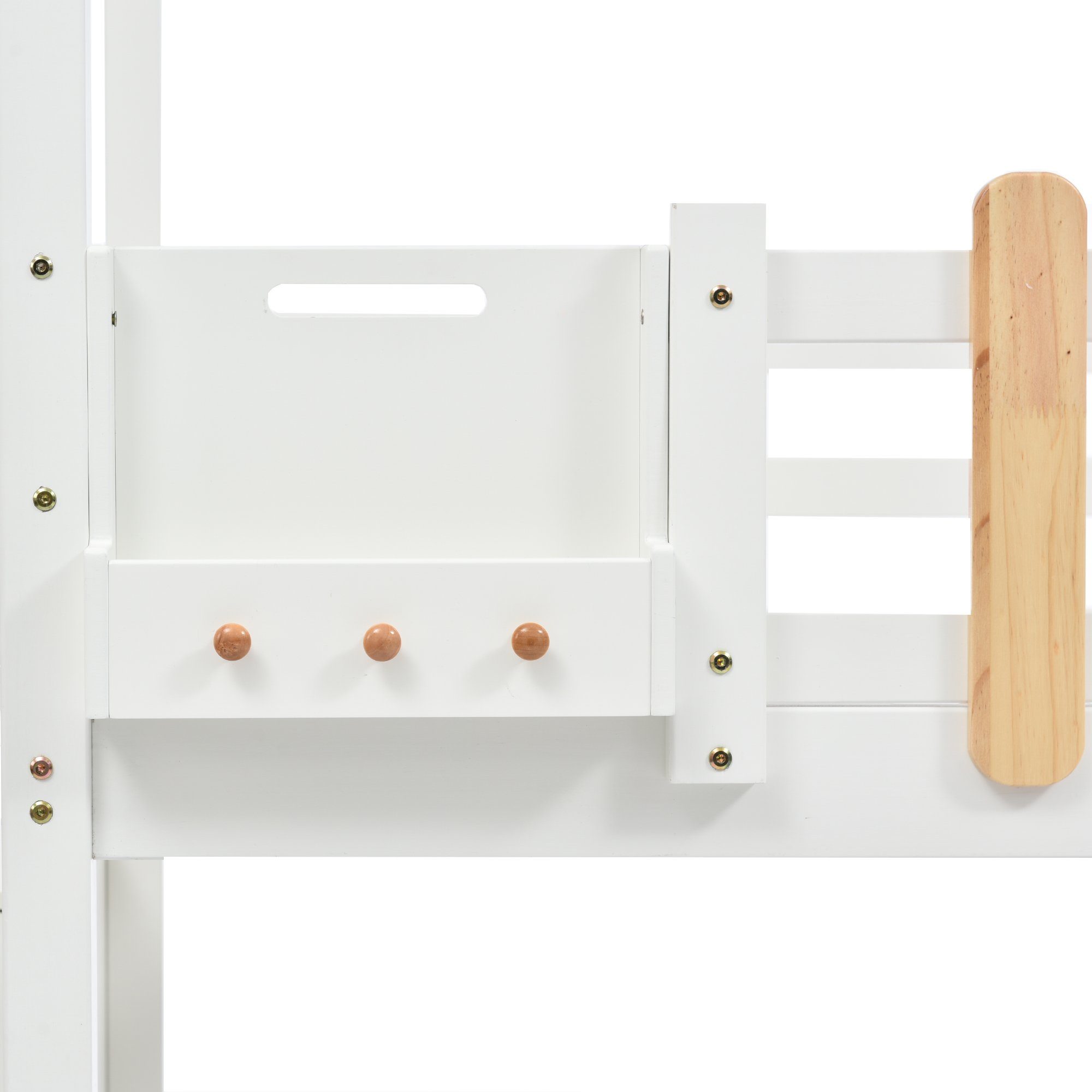 OKWISH Etagenbett Etagenbett mit Treppe, Kinderbett, Gästebett, Bett (mit Treppe, Fenster und Regalkasten, 3 Schließfächer in der Treppe, mit Fallschutzgitter), Rahmen aus massivem Kiefernholz, Ohne Matratze
