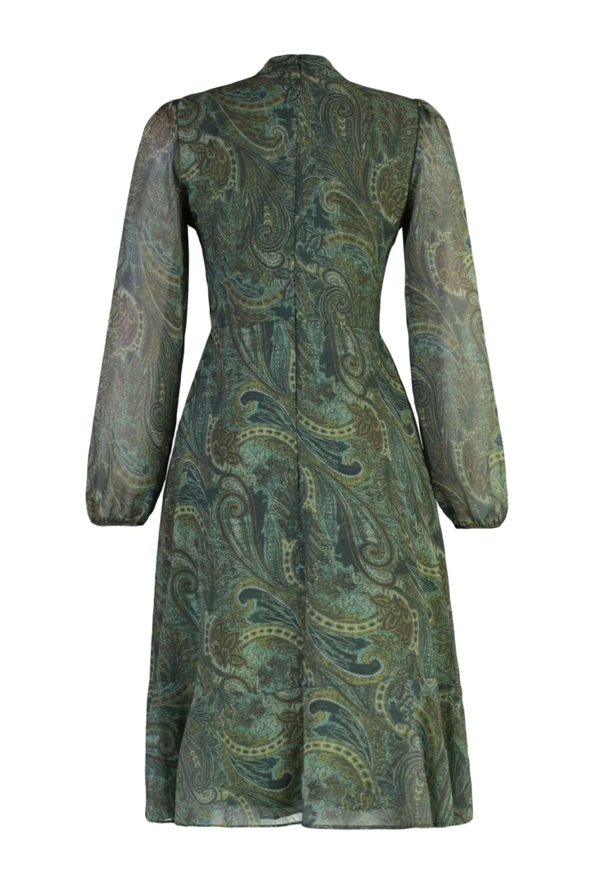 Trendyol Collection  Grünes Volant-Webkleid mit Paisley-Muster TWOAW23EL01436