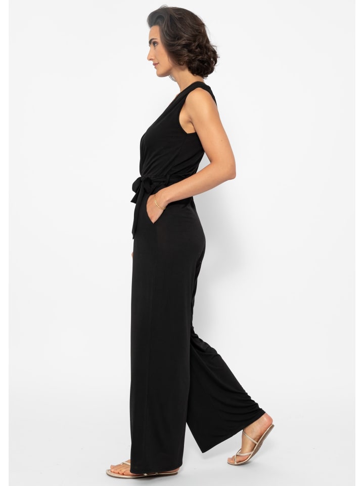 SASSYCLASSY Fließender Jersey Jumpsuit in Schwarz günstig kaufen S