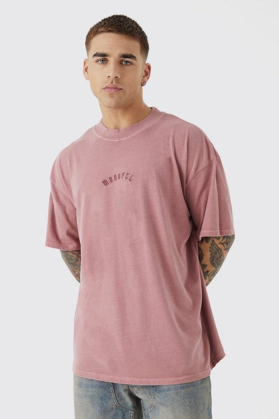 Zerrissenes Oversize T-Shirt mit Stickerei