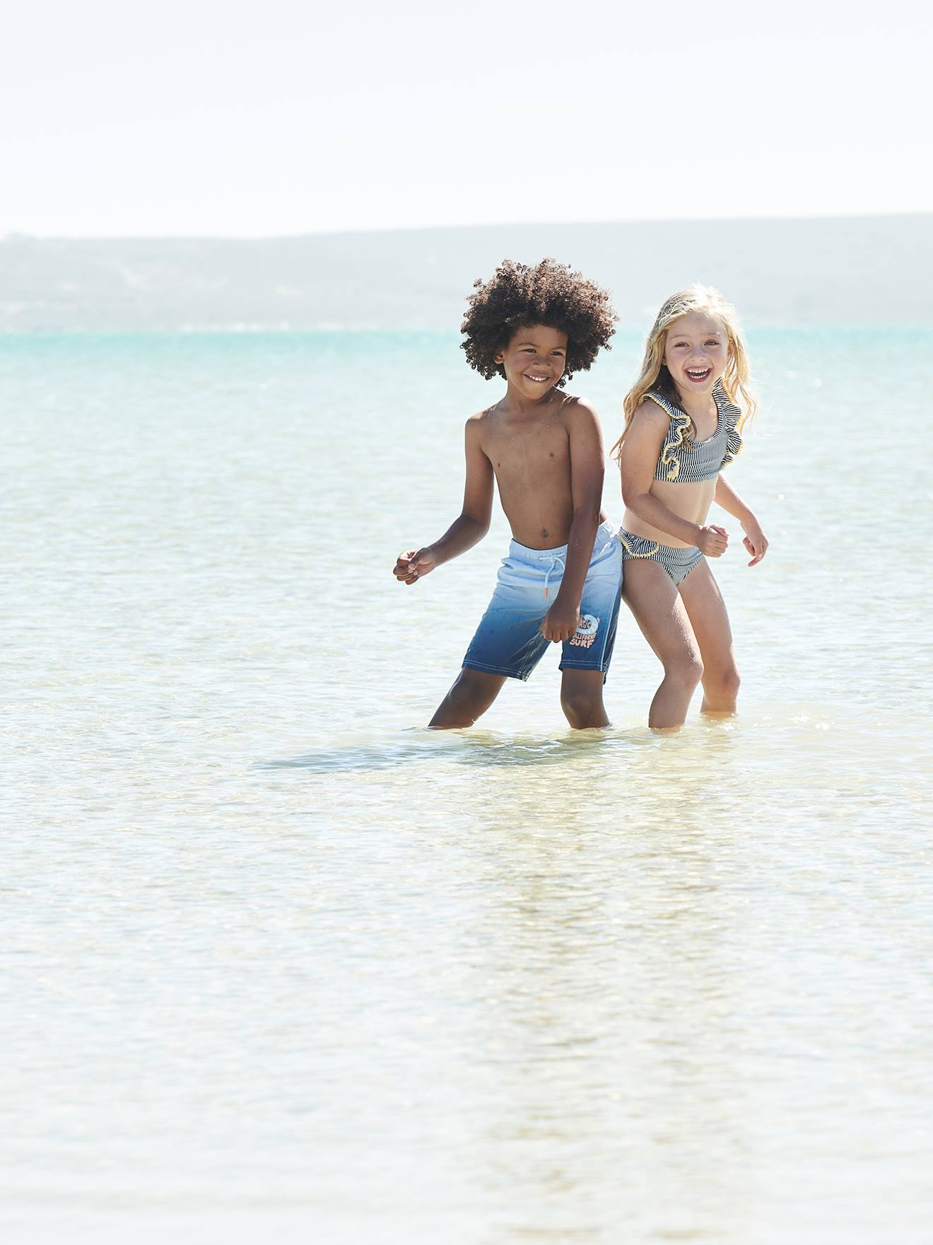 Maillot de bain 2 pièces rayé fille marine rayé