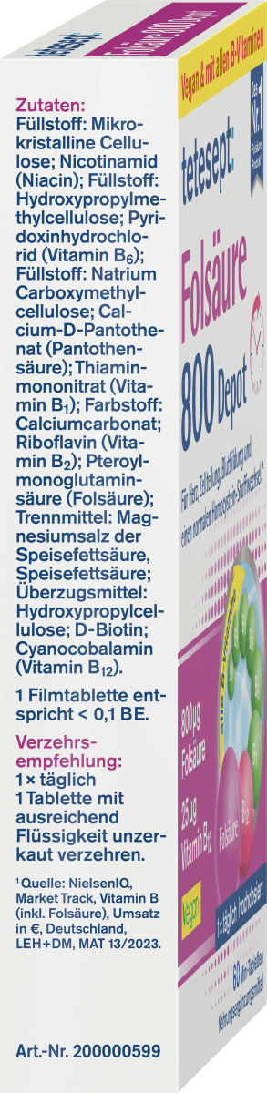 Folsäure 800 Depot Mini Tabletten 60 St, 15,3 g
