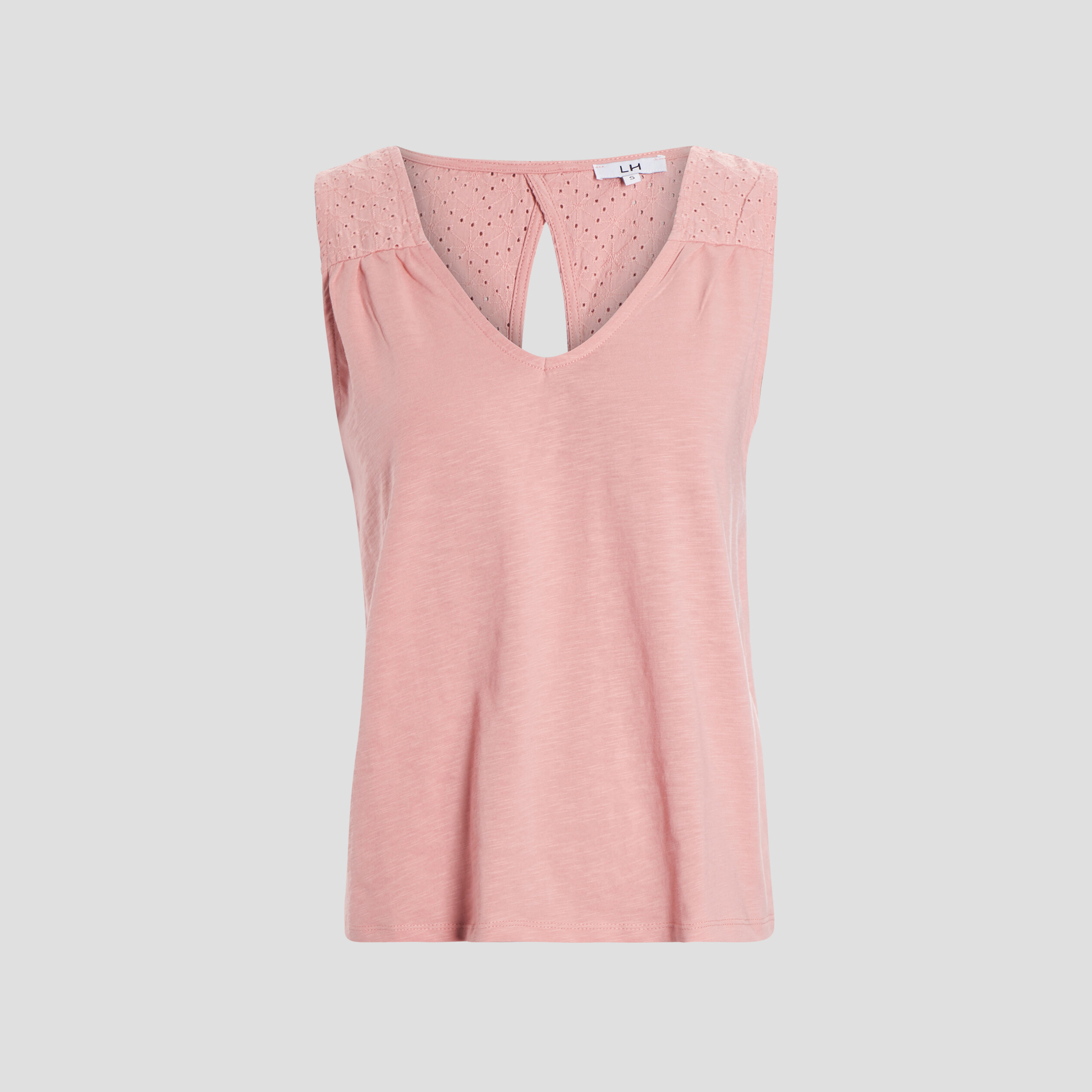Débardeur broderie anglaise au dos vieux rose femme | La Halle