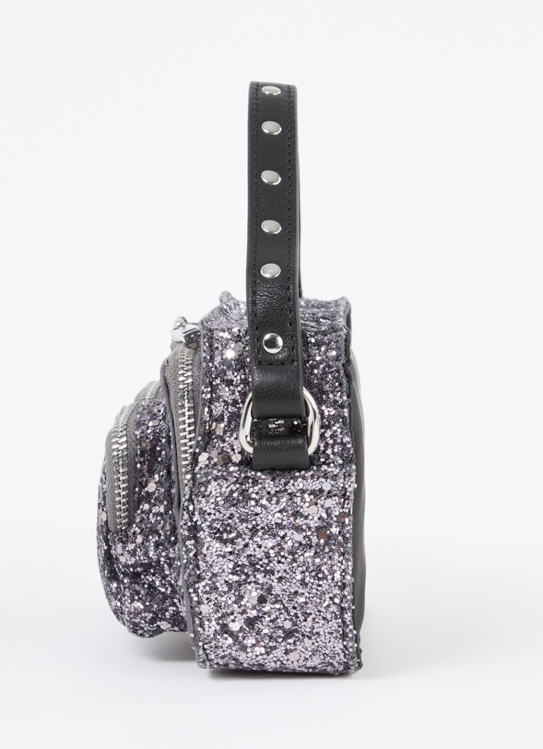 Bolsa Helena da Núnoo com glitter e alça de ombro removível.