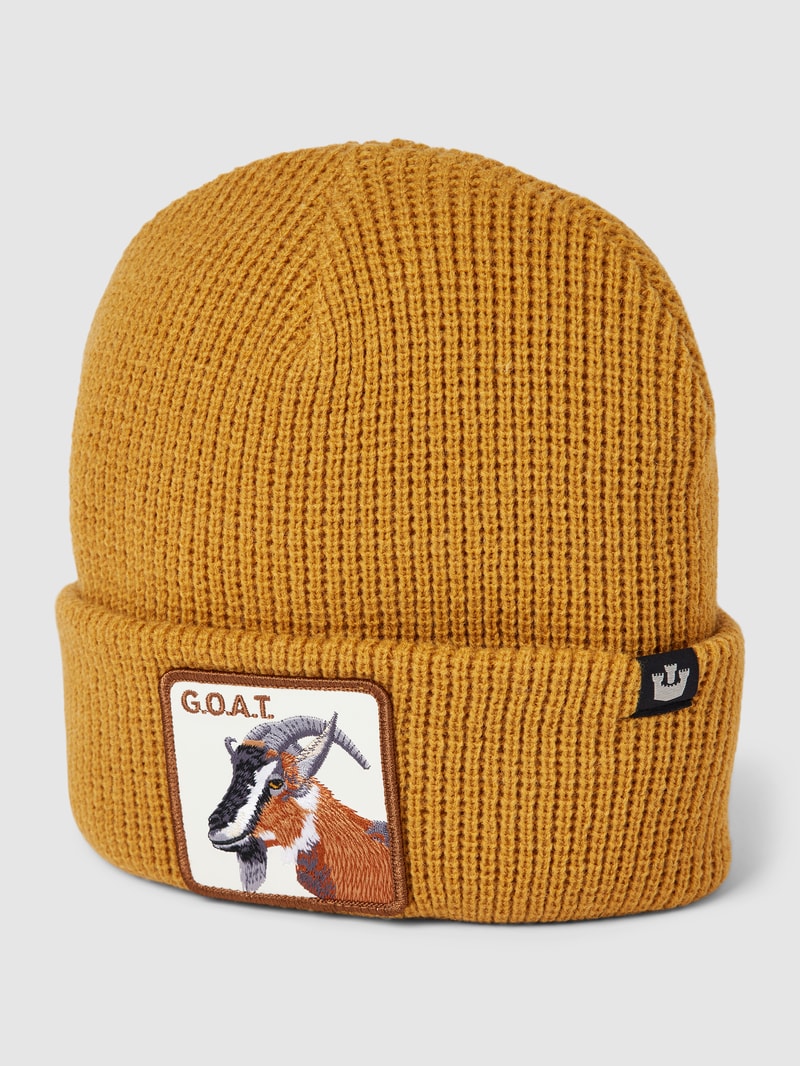 Beanie mit Motiv-Patch Modell 'THE GREATEST' in camel
