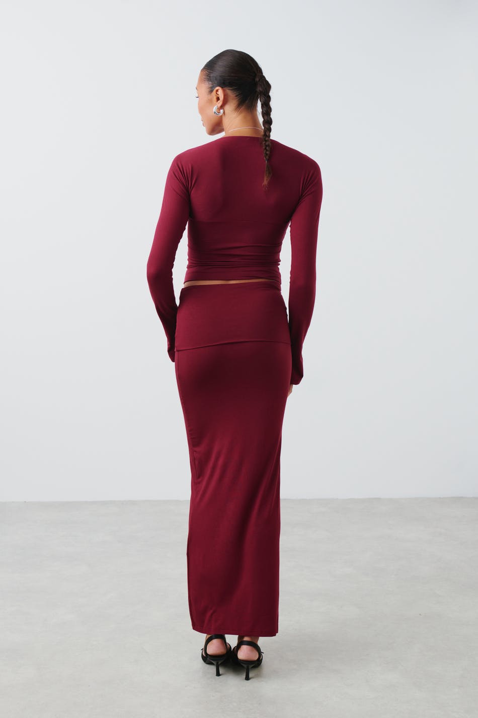Soft touch folded maxi skirt
