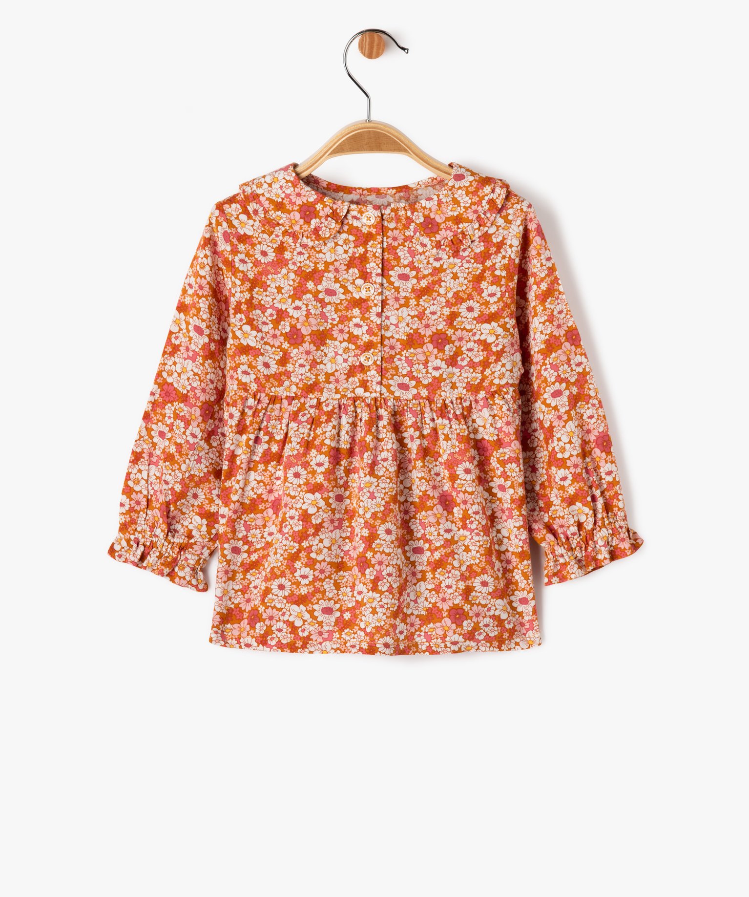 Blouse trapèze à manches longues et col claudine bébé fi... rose | GEMO