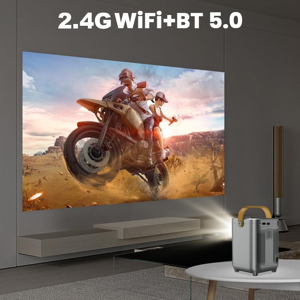 Magcubic Unterstützung 4K Bluetooth 5.0 mit WiFi Portabler Projektor (260 lm, 8000:1, 3840 x 2160 px, mit 200'' Display Beamer für Handy klein Heimkino)