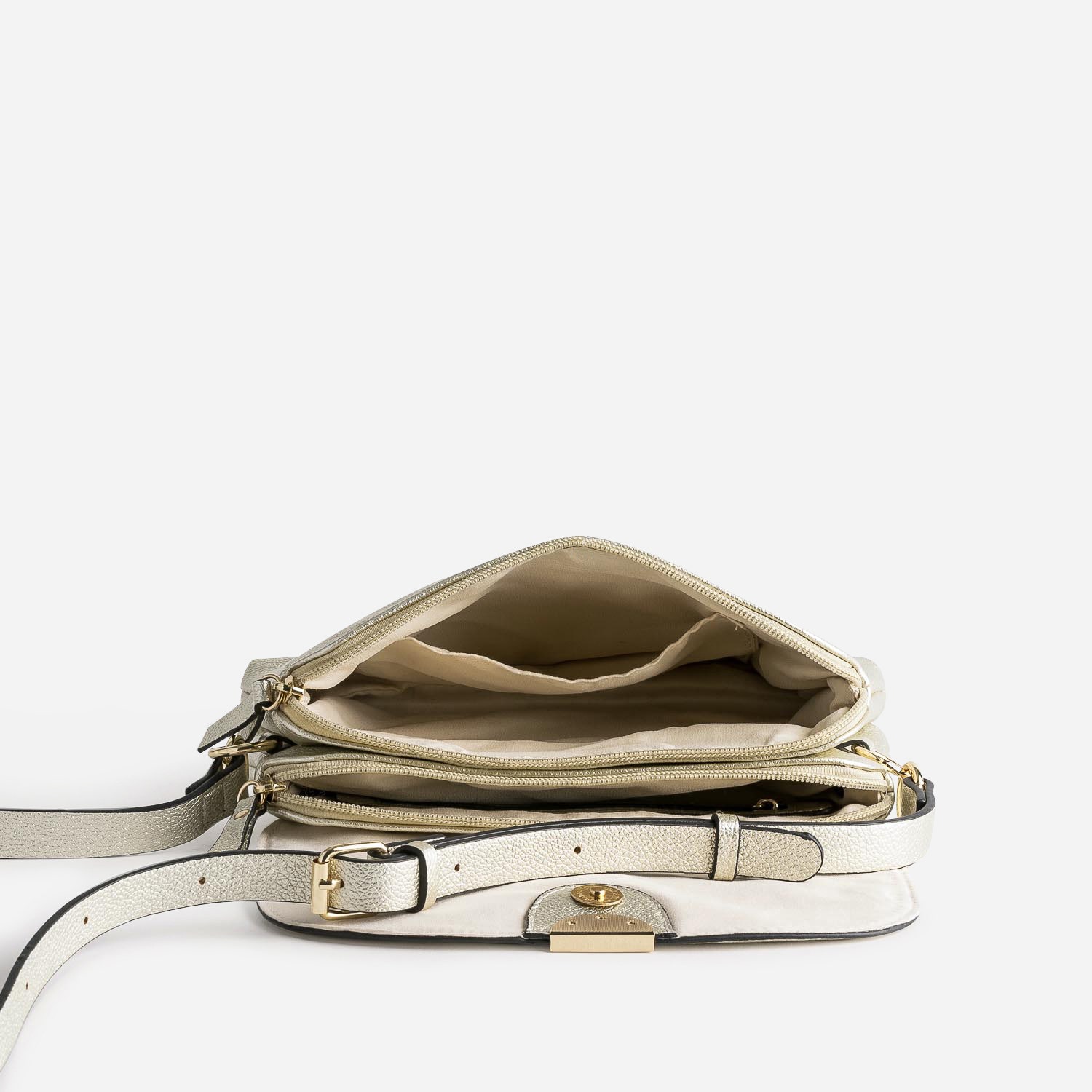 Sac bandoulière doré à double compartiment