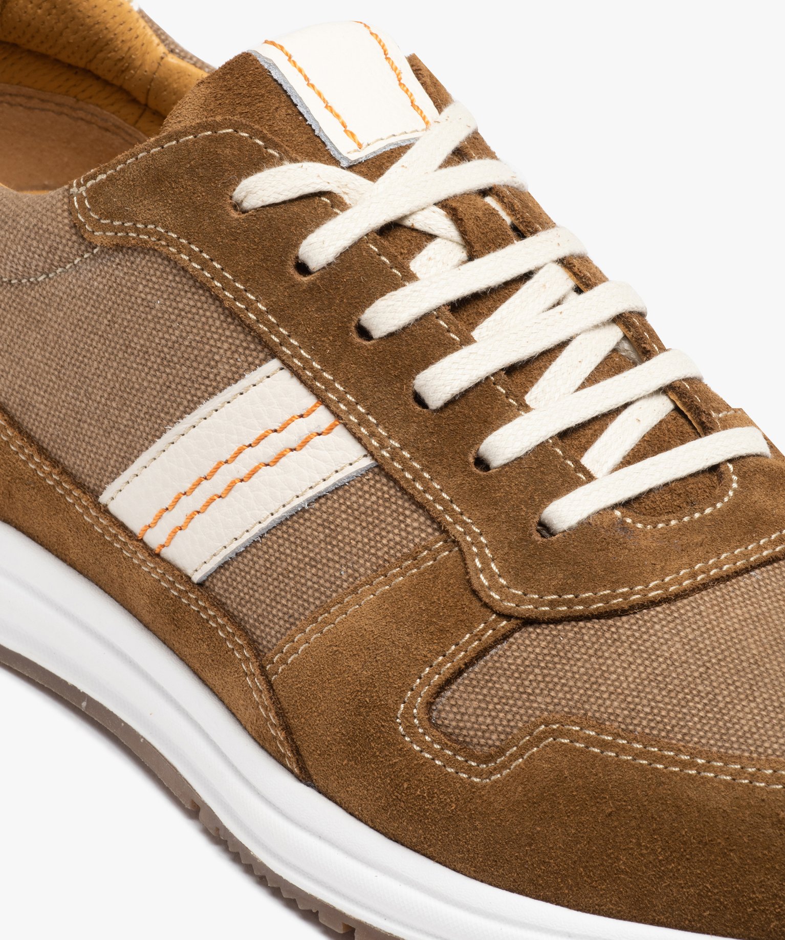 Baskets homme dessus toile et cuir - Tanéo camel | GEMO