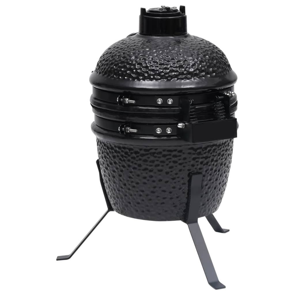 vidaXL Holzkohlegrill 2-in-1 Kamado-Grill Smoker Keramik 56 cm Schwarz