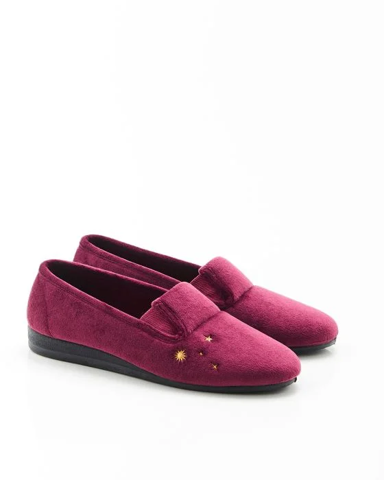 Ballerines brodées aspect velours