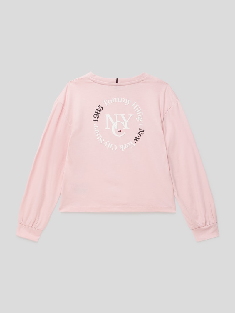 Longsleeve mit Label-Print Modell 'Timeless' in hellrosa