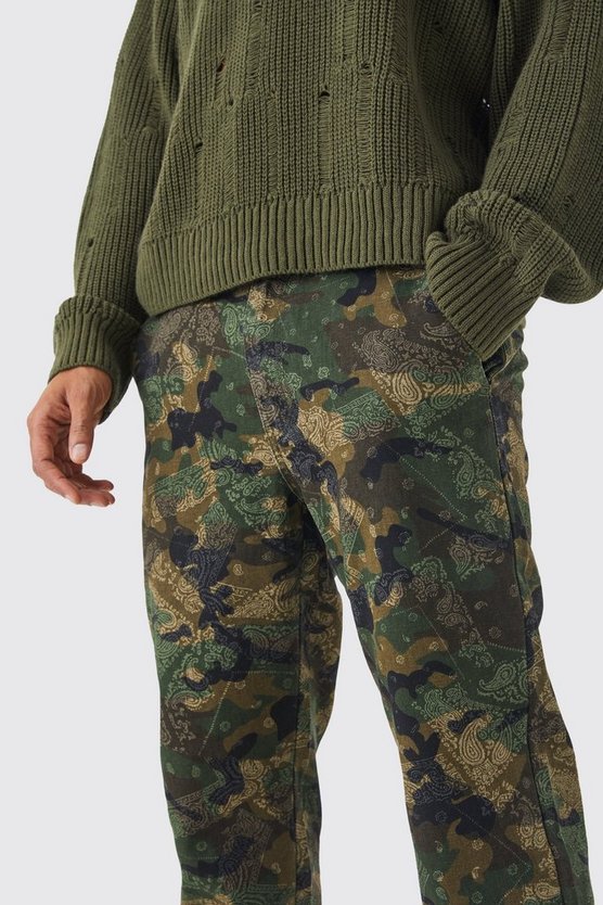 Camouflage Cargo-Hose mit geradem Bein