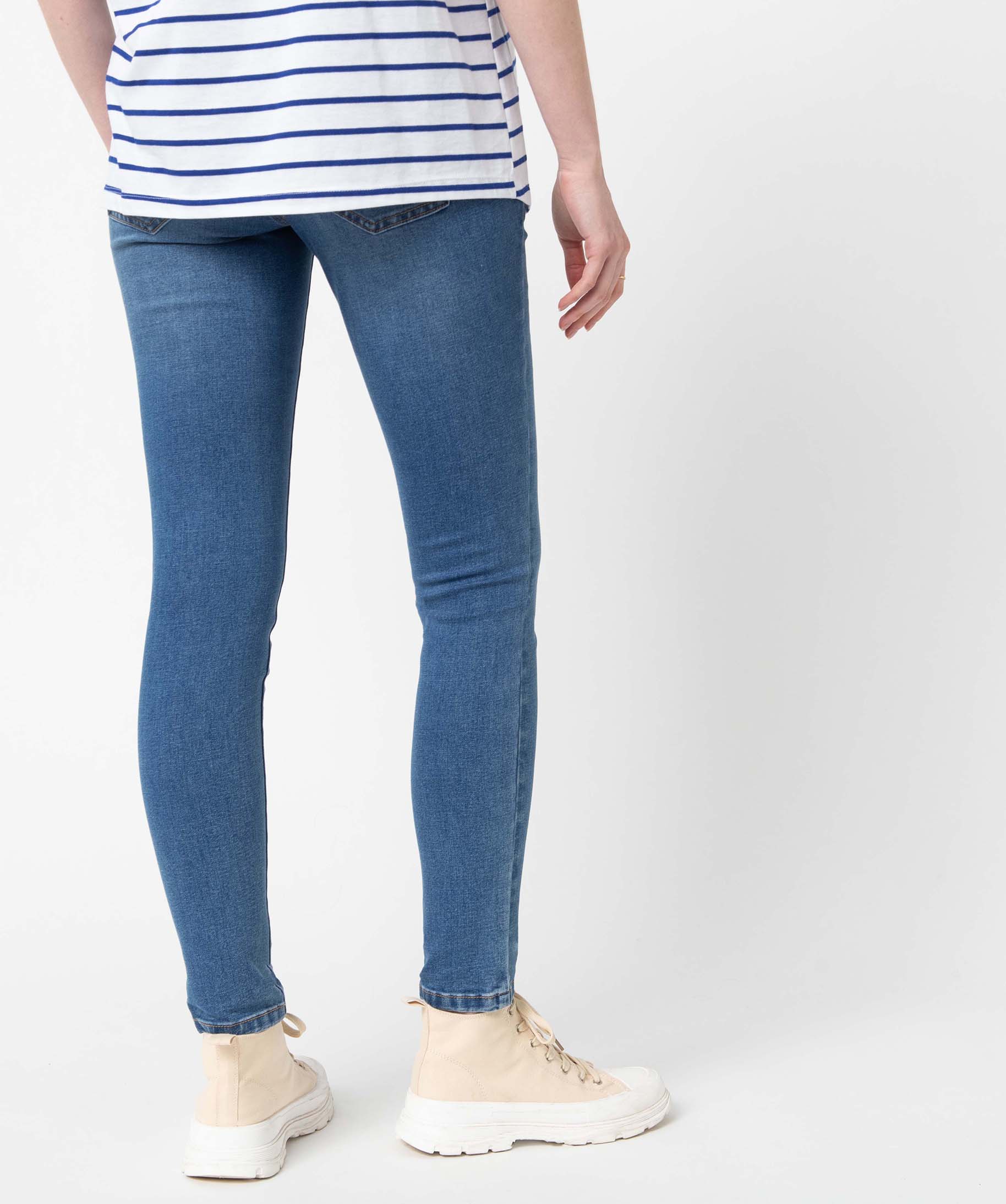 Jean de grossesse slim 4 poches avec bandeau jersey stone | GEMO