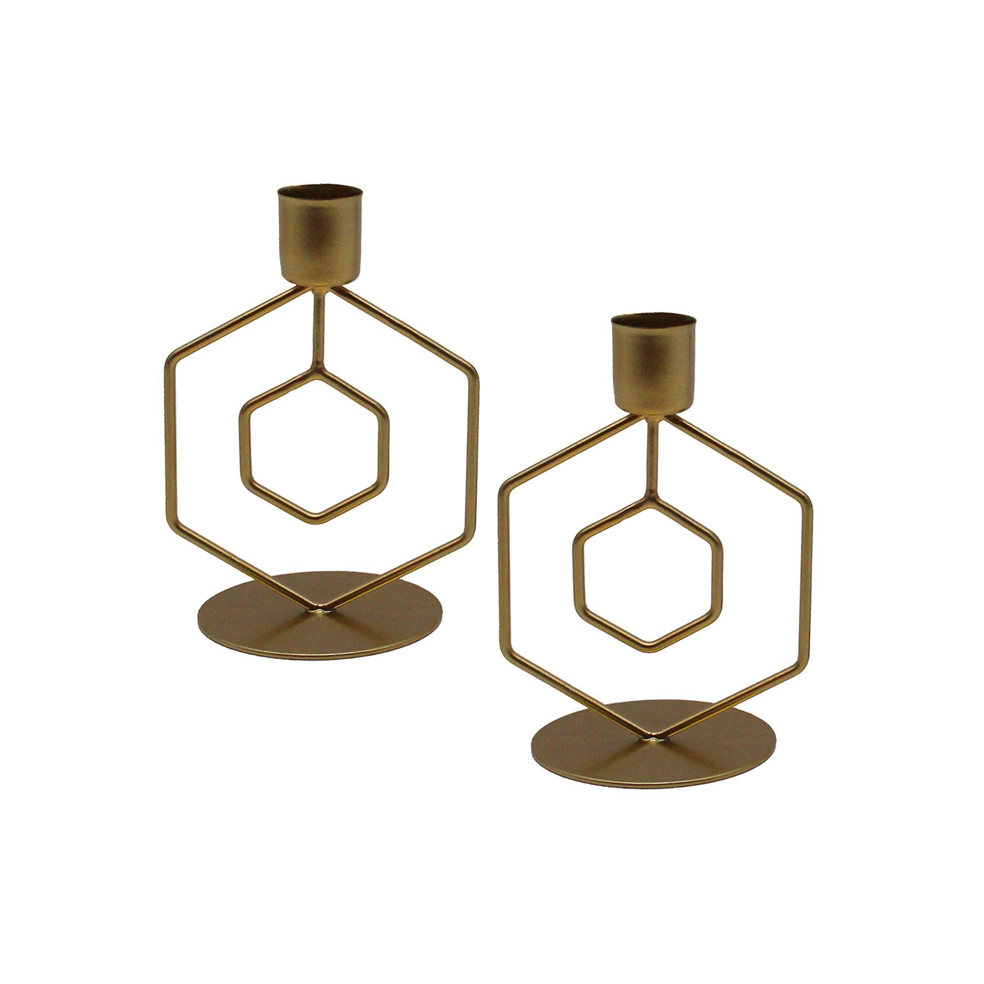 Bougeoir hexagonal métal – lot de 2
