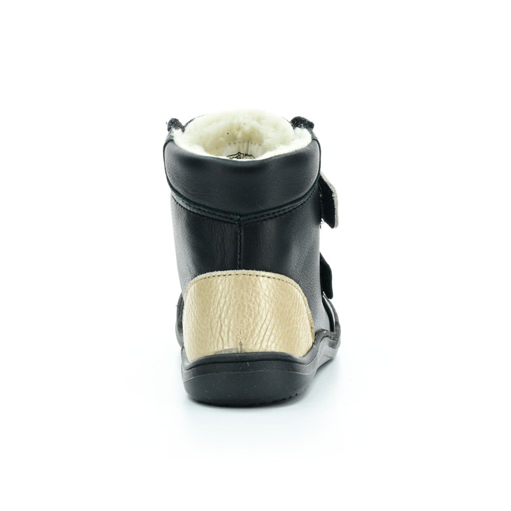 Baby Bare Febo Winter Black/Gold (mit Membran/Asfaltico) Winter-Barfußstiefeletten