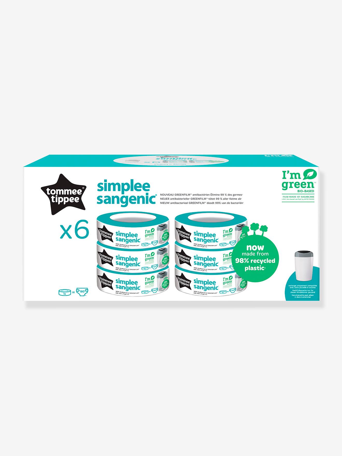 Recharges Simplee x 6 TOMMEE TIPPEE en plastique recyclé gris