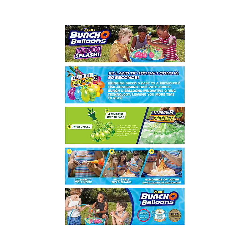 Bunch O Ballons Vannballonger 100-pk Bunch o balloons neon splash