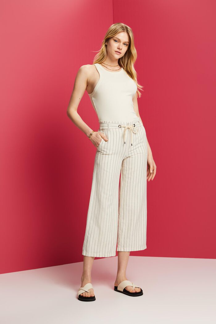 Culotte mit Bindegürtel, Baumwoll-Leinenmix