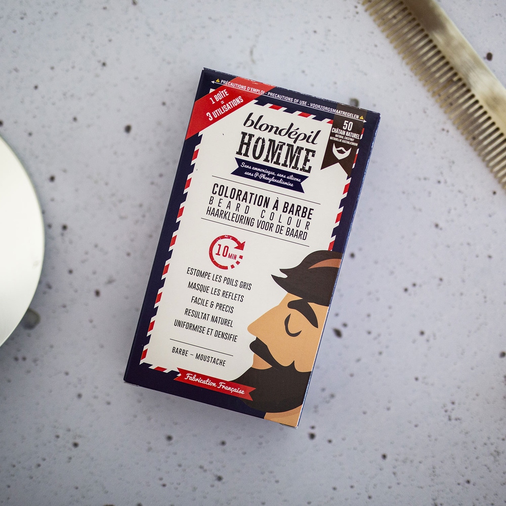 blondepil COLORATION A BARBE CHATAIN NATUREL - Barbe & Moustache - Kit 3 utilisations Coloration pour barbe