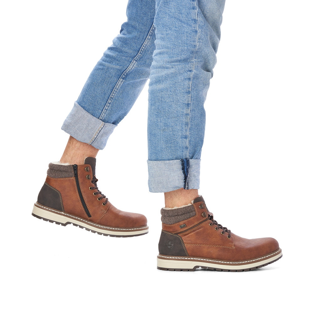 Rieker Herren Schnürstiefel kastanienbraun