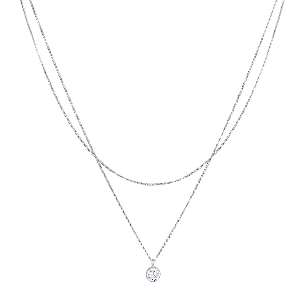 Elli Elli Collier Pendentif solitaire pour femme Layer avec cristal de zirconium en ar collier