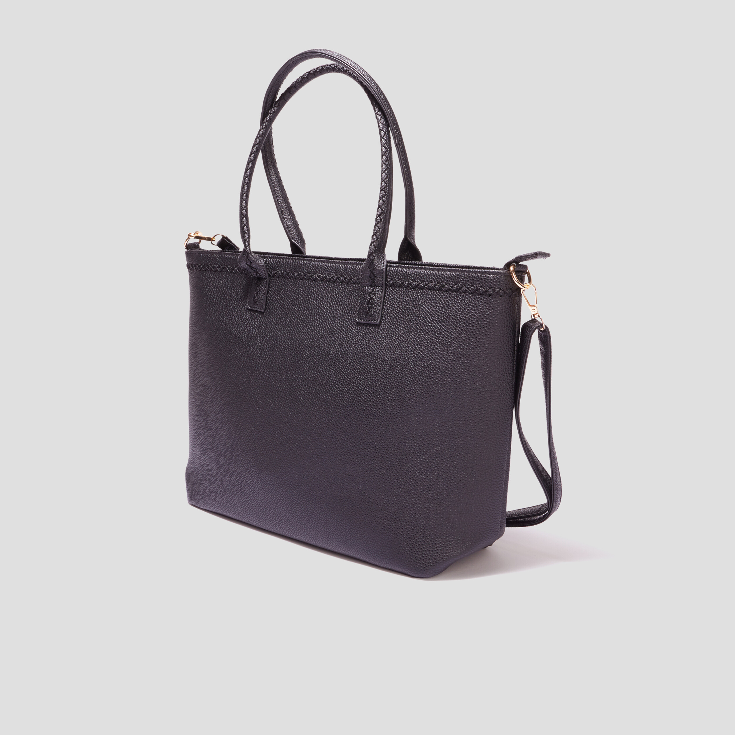 Sac shopper avec bandoulière noir femme | La Halle
