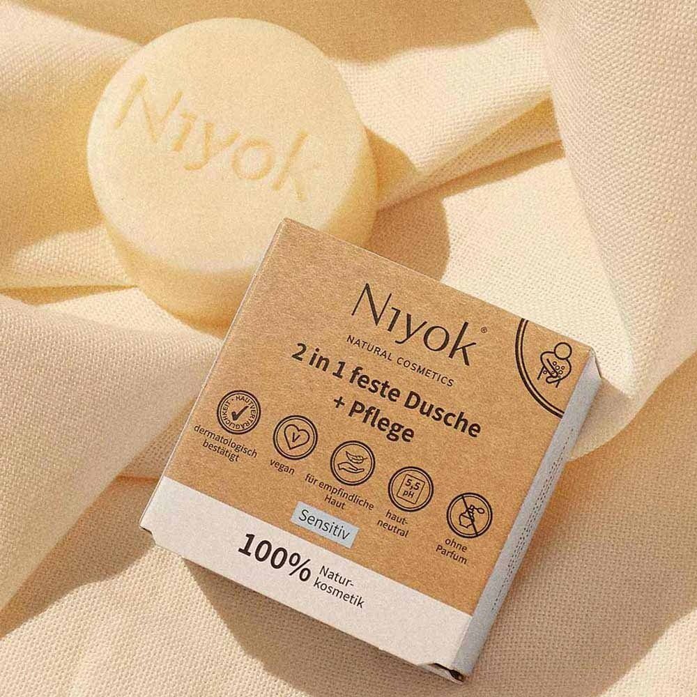Niyok Feste Duschseife 2in1 feste Dusche+Pflege - Sensitiv 80g