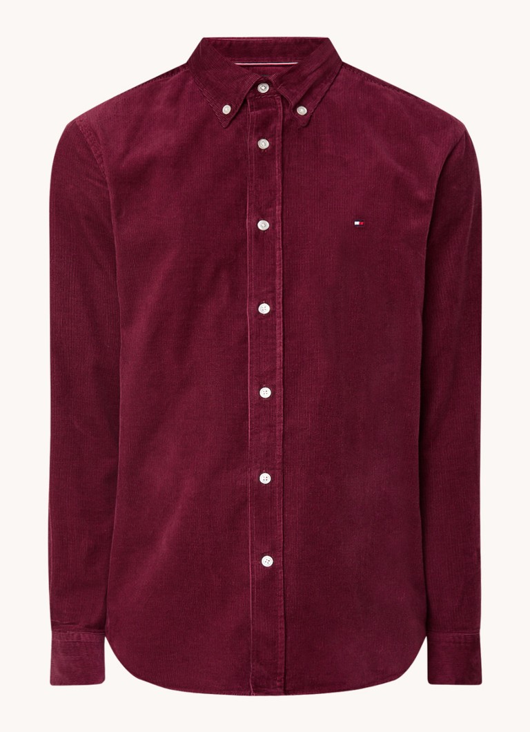 Cămașă Tommy Hilfiger Classic Fit din catifea reiată cu logo