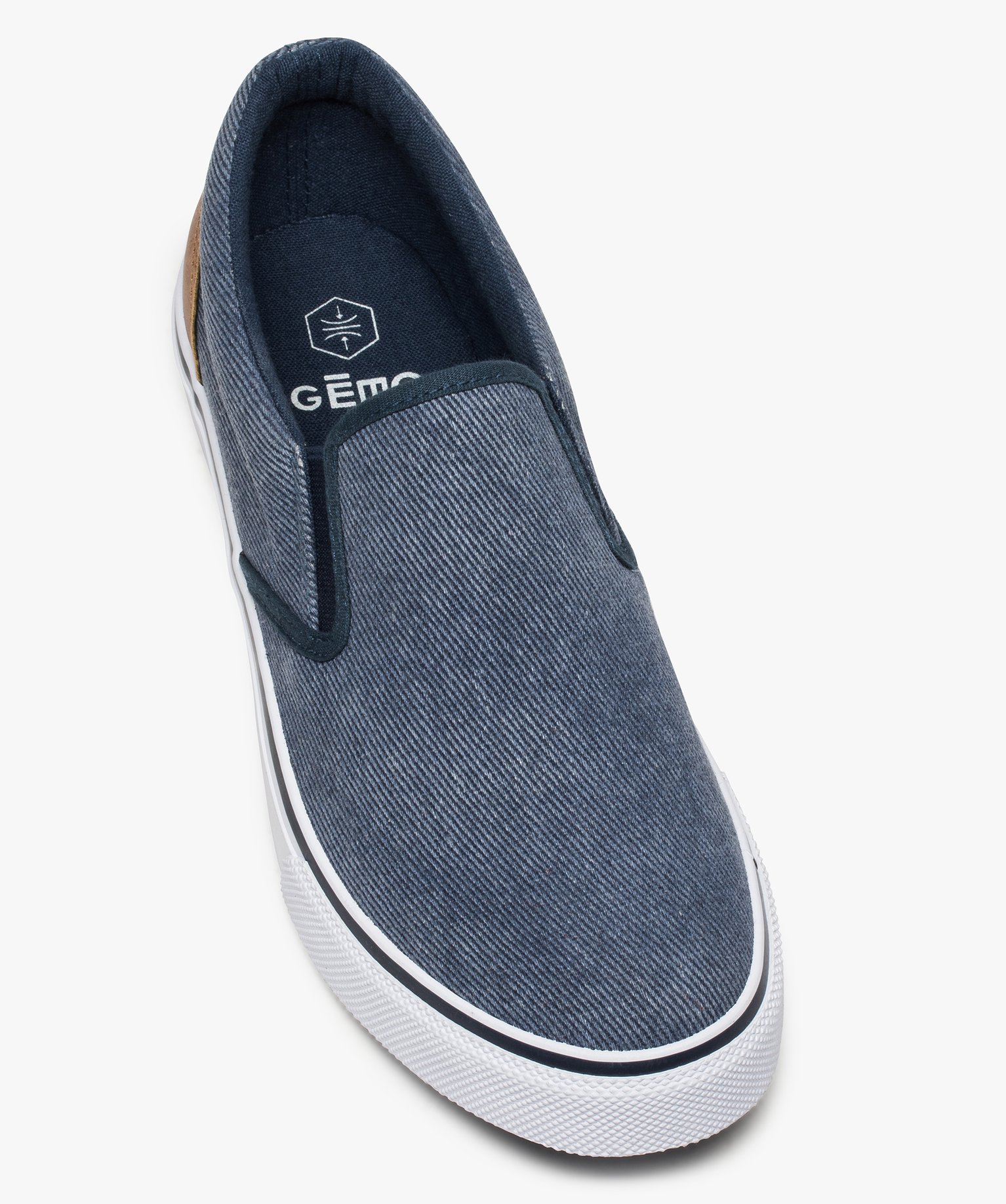 Tennis homme en toile faon slip-on bicolores denim | GEMO