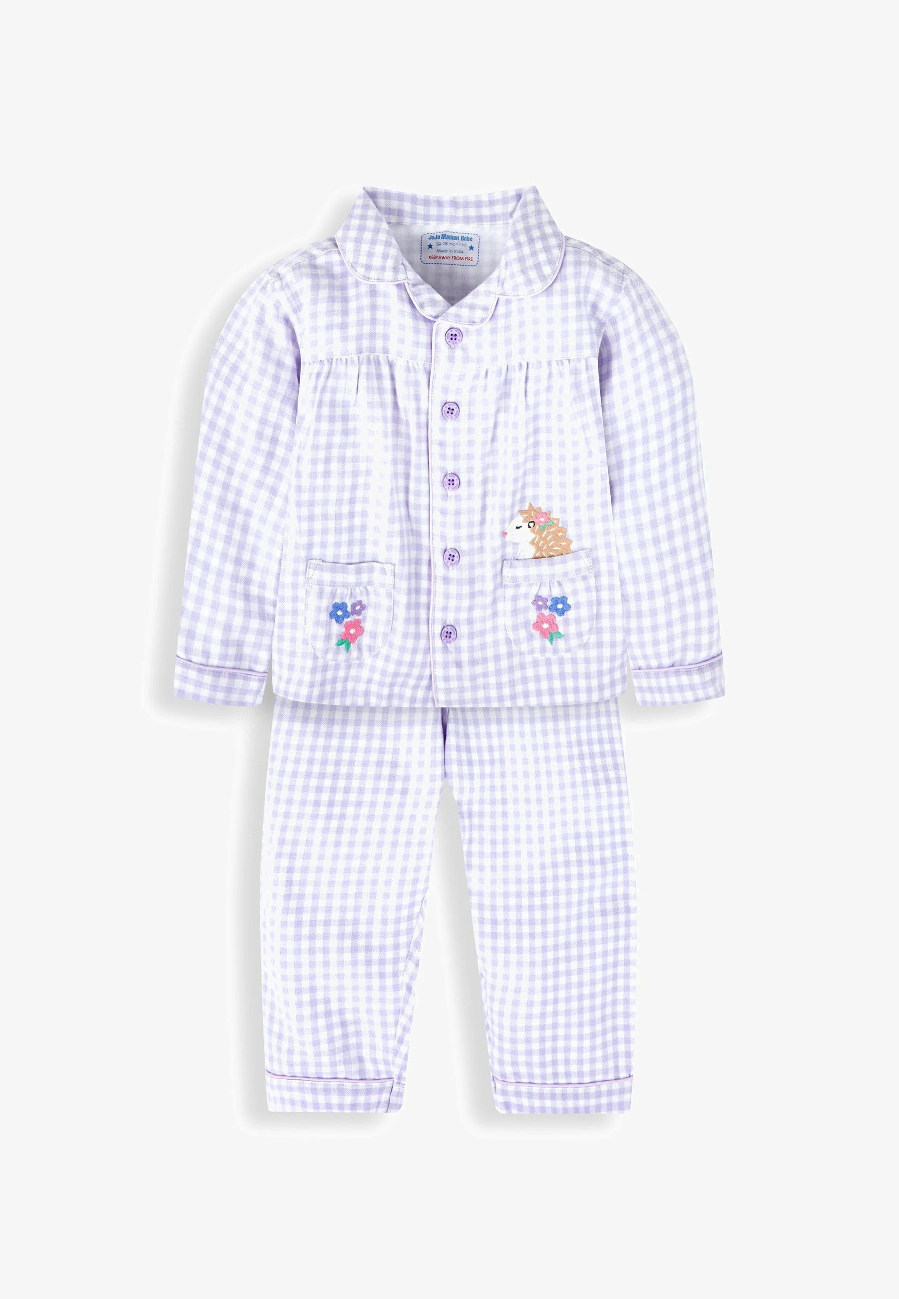 JoJo Maman Bébé HEDGEHOG CLASSIC CHECK SET - Pijamas